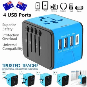 Travel Adapter: Universal International Power Adapter with 3 USB Port and Type-C - Picture 1 of 8