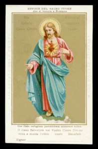santino cromo-holy card S.CUORE DI GESU' in BUSSANA - Picture 1 of 1