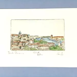 Budapest Ungarn Aquatinta Radierung signiert mit Bleistift klein - Bild 1 von 7