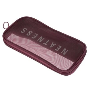 8.7"x4.3"x0.8" Malla Aseo Bolso, Malla Maquillaje Bolso Portátil, Oscuro Rojo - Imagen 1 de 4