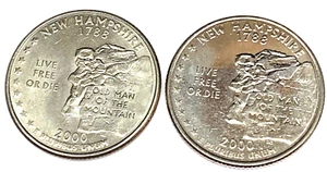 # C2163 NEW HAMPSHIRE STATEHOOD QUARTERS, P & D from MINT ROLLS - Picture 1 of 2