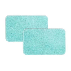 Mainstays Basic 2-Piece Polyester Bath Rug Set, 20" x 32", Aqua - Picture 1 of 8