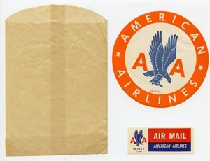Vintage American Airlines, Orange Gummed & Air Mail Sticker From 1952 - Picture 1 of 2