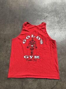 VINTAGE Gold's Gym Muscle Tank Top T-shirt Men XL Red USA