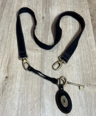 FOSSIL Vintage Black Suede & Cotton Webbing 40" Replacement Strap & Fob - Image 1 of 4