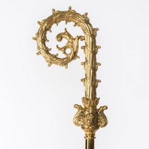 New Traditional Bishop Staff / Crosier - Polished Brass Crozier - 70 1/2" #90 - Picture 1 of 7