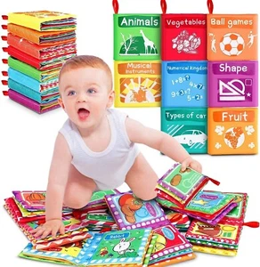 RenFox 8Pcs Soft Books for Babies Cloth Book Baby Fabric Book My First Soft Baby - Picture 1 of 7