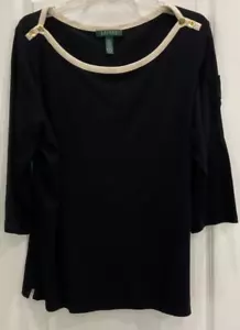 Ralph Lauren Damen Pullover T-Shirt Style Oberteil Gr. 2X Schwarz 3/4 Arm 21 - Bild 1 von 10