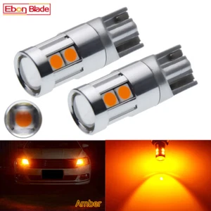 2X T10 W5W 194 168 LED License Plate Interior Wedge Light Bulb Yellow Amber 3030 - Picture 1 of 7