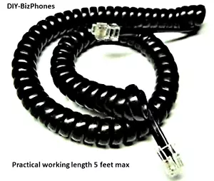 Panasonic Black Handset Cord KX-T7000 Series Phone T7020 DBS Receiver Curly 9Ft - Picture 1 of 3