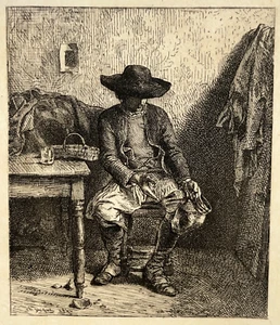 Cruche Cassee GRAVURE Eau Forte CHARLES JACQUE XIX° - Imagen 1 de 2