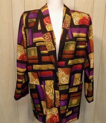 Vintage Kensington Square Women's Blazer Jacket Size S Multi Color USA Foto 1 de 4