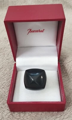 Bague Baccarat MEDICIS Pop Noir Cristal Liseré Argenté Taille 51 - Photo 1/4