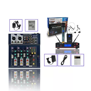 Microfono wireless UHF portatile e auricolare bodypack 4 CH mini studio mixer USB - Foto 1 di 12