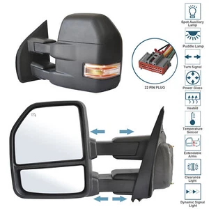 Tow Mirrors For 17-18 Ford F150 Power Heated Temp Sensor Dynamic Signal Light - Bild 1 von 13