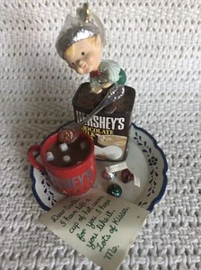 Enesco Hershey's Cacao N Besos para Santa Navidad Adorno con Elfo 1994 - Imagen 1 de 4