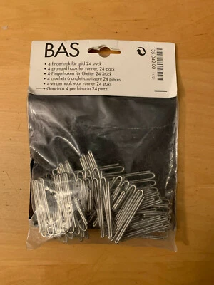 Nuevo paquete de 24 ganchos de 2 puntas Ikea Bas para cortina de ojales de pista de techo, 135.042.00 Foto 1 de 2