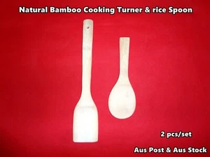 Natural Bamboo Cooking Spatula Shovel Pancake Turner & Rice Spoon 2 pcs/set(A54) - Picture 1 of 7