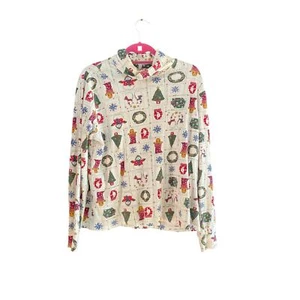 Karen Scott White TurtleNeck Long Sleeves Christmas Sweatshirt Size XL - Picture 1 of 6