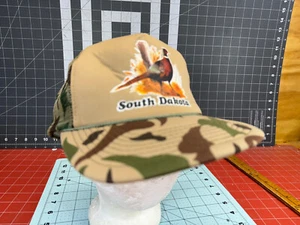 Trucker hat cap camouflage mesh snapback Vtg Pheasant South Dakota SD Hunting - Picture 1 of 10