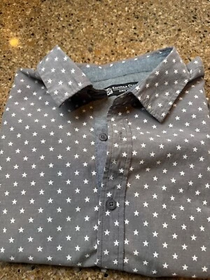 Camisa masculina Sahara Club XL denim branca estampa de estrela manga curta botão frontal - Imagem 1 de 4