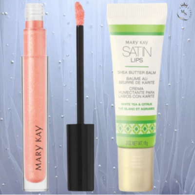 Mary Kay Set 2 Piezas Bálsamo de Manteca de Karité Labial Satinado y Brillo Labial Ilimitado Transparente Foto 1 de 4