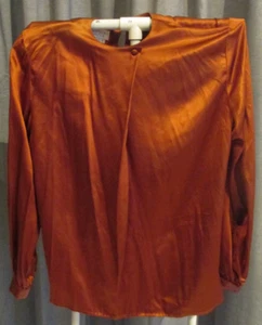Doncaster Silks Women's Orange Long Sleeve Blouse, Size Small - Picture 1 of 3