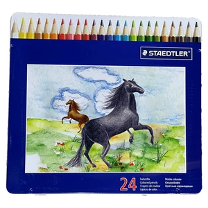 Staedtler Coloured Pencils Assorted Colouring Colours Tin 24 Pencils Art Drawing - Picture 1 of 3
