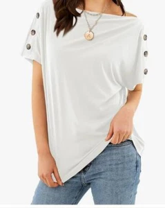 Plus Size Womens Cold Shoulder Top Summer Slash Neck T Shirt Blouse Tee Tops UK - Picture 1 of 5