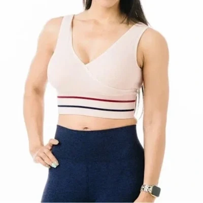 Женский спортивный бюстгальтер Zyia Active Blossom Waffle Knit в полоску розовый красный синий средний - Изображение 1 из 4