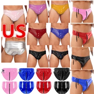 Bragas bragas de bikini de cuero con aspecto húmedo lencería de tiro bajo - Imagen 1 de 115