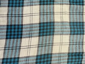 Tessuto Flanella 100% Cotone Telaio a Mano Plaid Blu Teal Bianco 42” Largo Da Giardino - Foto 1 di 8