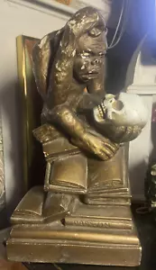 M. Lucchesi MARWAL Chalkware Darwin Monkey Pondering Skull Evolution Book Stack - Picture 1 of 10