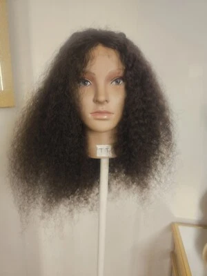 High Quality regular Top Black 20" Kinky curly 150% Virgin Human Hair  Lace Wig  - Image 1 of 4