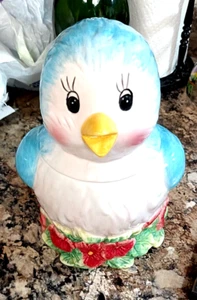 Bluebird Shaped Cookie Jar With Flowers - Picture 1 of 10