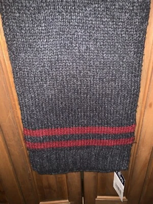 Bufanda Chaps para hombre gris carbón con dos rayas borgoña nueva con etiquetas Foto 1 de 4