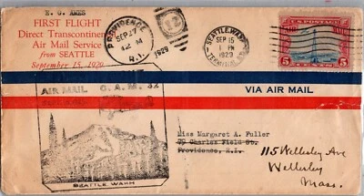UNITED STATES 1929 POSTAL FIRST FLIGHT AIRMAL SERVICE CACHET CANC SEATTLE WASH - Image 1 of 2