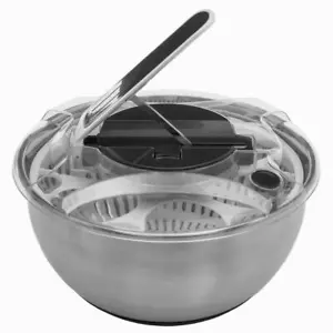 5five Simply Smart Salatschleuder mit Hebel, Edelstahl, Kunststoff Silbern 3.5 L - Picture 1 of 5