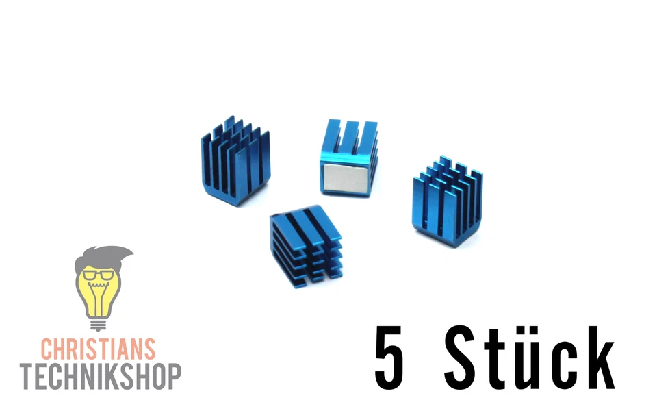 5 Stück mini Aluminum Kühlkörper blau eloxiert 9 x 9 x 12mm - Bild 1 von 1