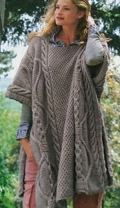 Ladies Long Cable Poncho  Knitting Pattern (one Size) - Picture 1 of 1