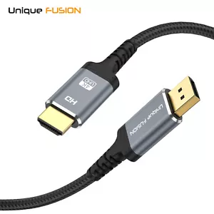 DISPLAY PORT DP TO HDMI Cable ,LCD PC HD TV LAPTOP 2Meter High Quality - Picture 1 of 6