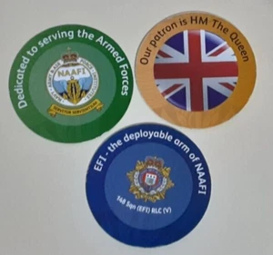 2nd S.E. Set,  EFI/NAAFI/AAFES 5, 10 & 25 cents Pogs  from 2009  About Uncir. - Picture 1 of 3