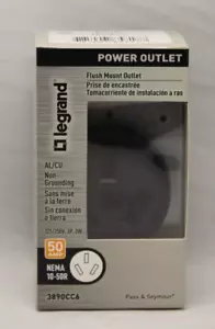Legrand 50A 125/250V Black 3P 3W Flush Mount Range Outlet 3890CC6 NEMA 10-50R - Picture 1 of 5