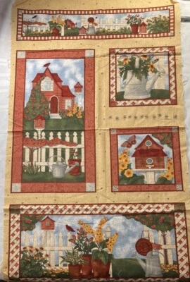 “Cottage Garden” Kathy Schmitz For Moda Fabric Panel   23x44 Foto 1 de 3