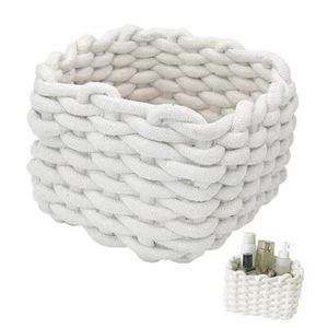 Small Storage Decorative Basket, Cotton Rope Woven Shelf Basket for Little  - Picture 1 of 8