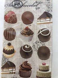 Michel Design Works 16 Paper Hostess Napkins AU CHOCOLAT Triple Ply Chocolate - Picture 1 of 7