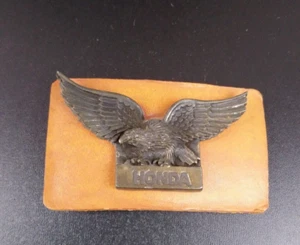 VTG 1970's Honda Motorcycles Brass Eagle Leather Belt Buckle 3" - Picture 1 of 4