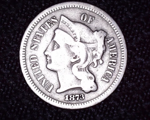 1873 3 Cent Piece/Nickel Low Mintage   Nice Details   #TR85 Cover