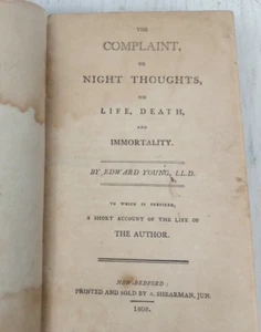 The Complaint or Night Thoughts on Life Death & Immortality (HC 1808 Prt) Young - Picture 1 of 9