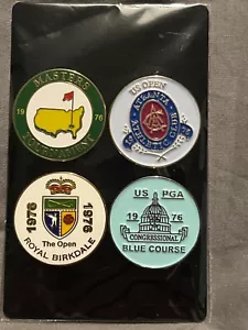 Set of 4 Flat Golf Ball Marker 1976 Majors Masters, US Open, PGA etc FREEPOST - Picture 1 of 1